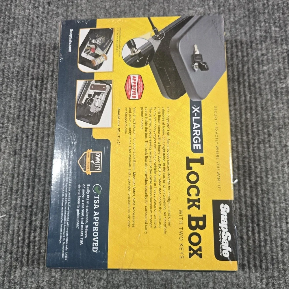 SnapSafe X-Large Lock Box Steel Security Cable Keys Gray Safe Gun Storage